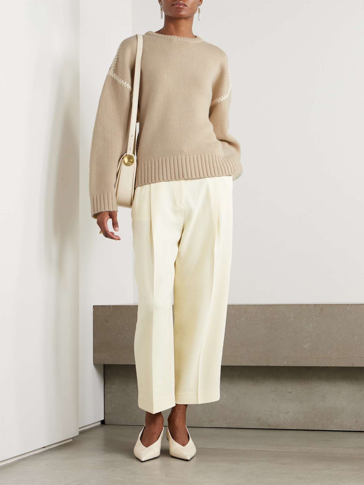 Oversized Embroidered Wool and Cashmere-Blend Sweater