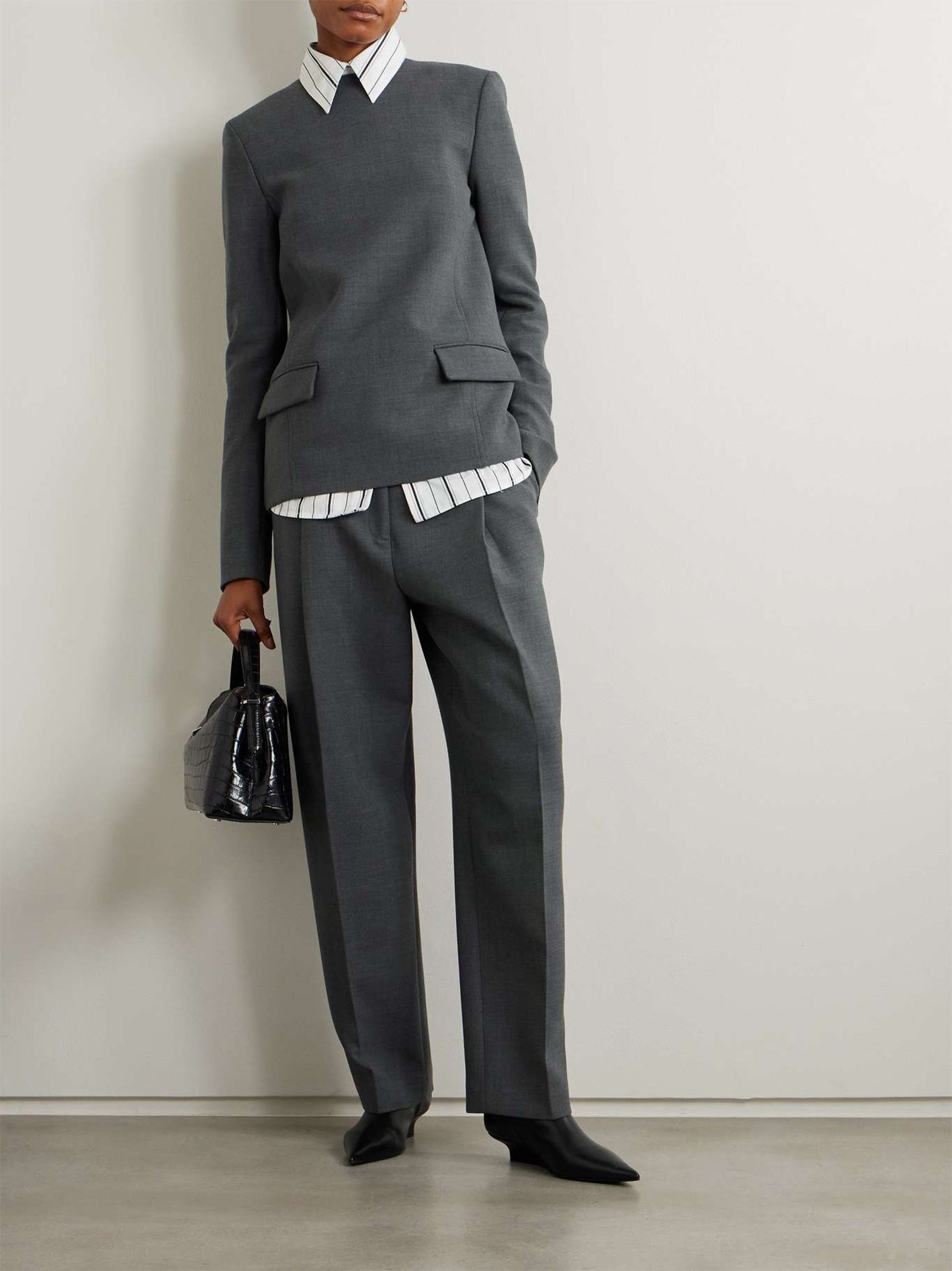 Pleated Recycled-Twill Straight-Leg Pants
