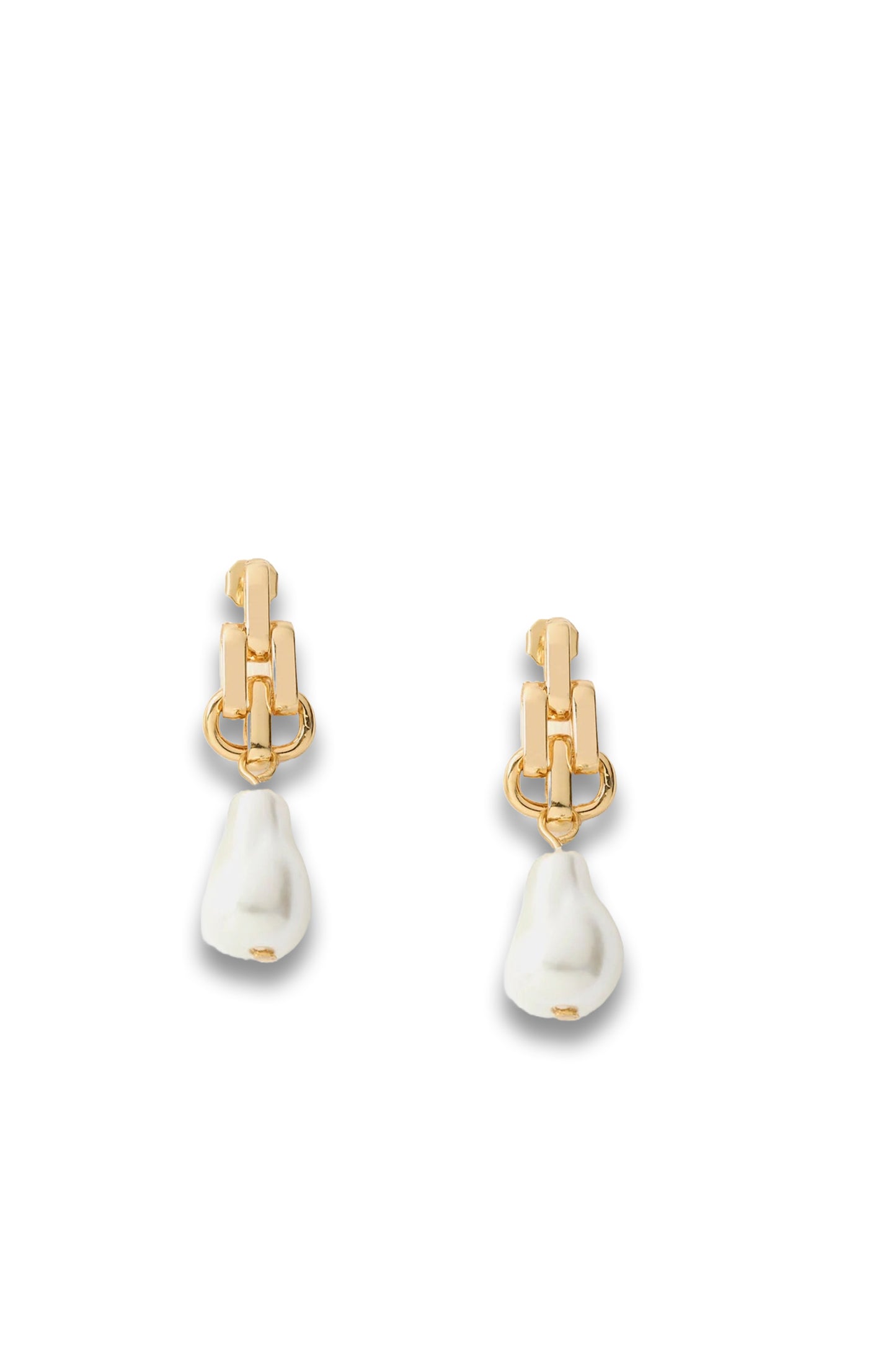 Gold Tone Pearl Drop Earrings