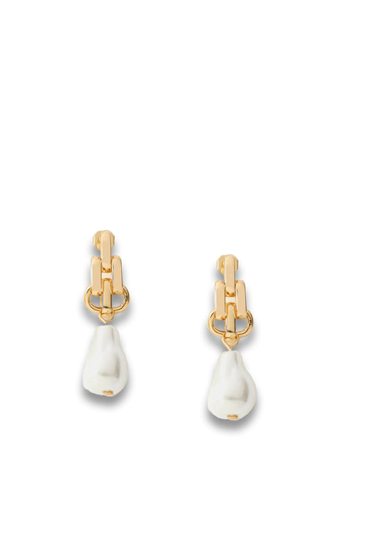 Gold Tone Pearl Drop Earrings