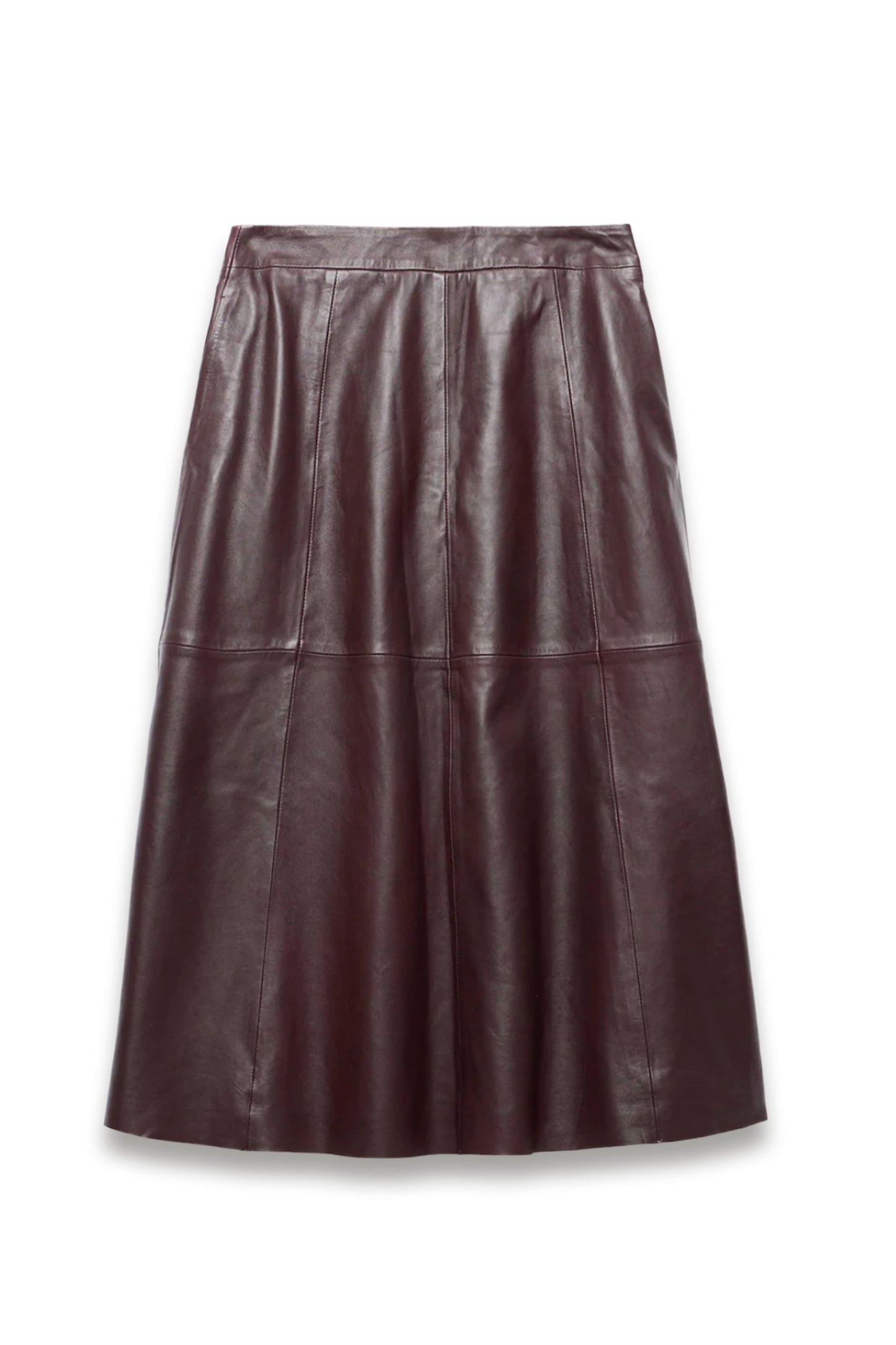 Burgundy Leather Maxi Skirt