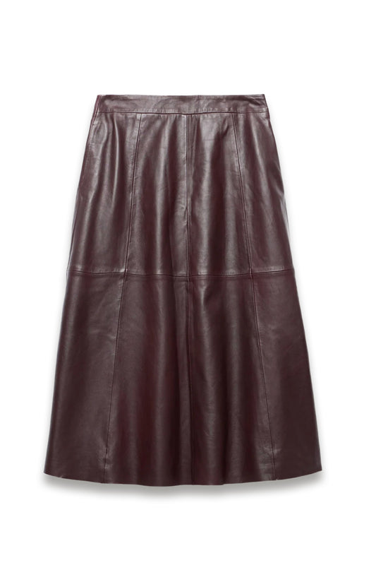 Burgundy Leather Maxi Skirt