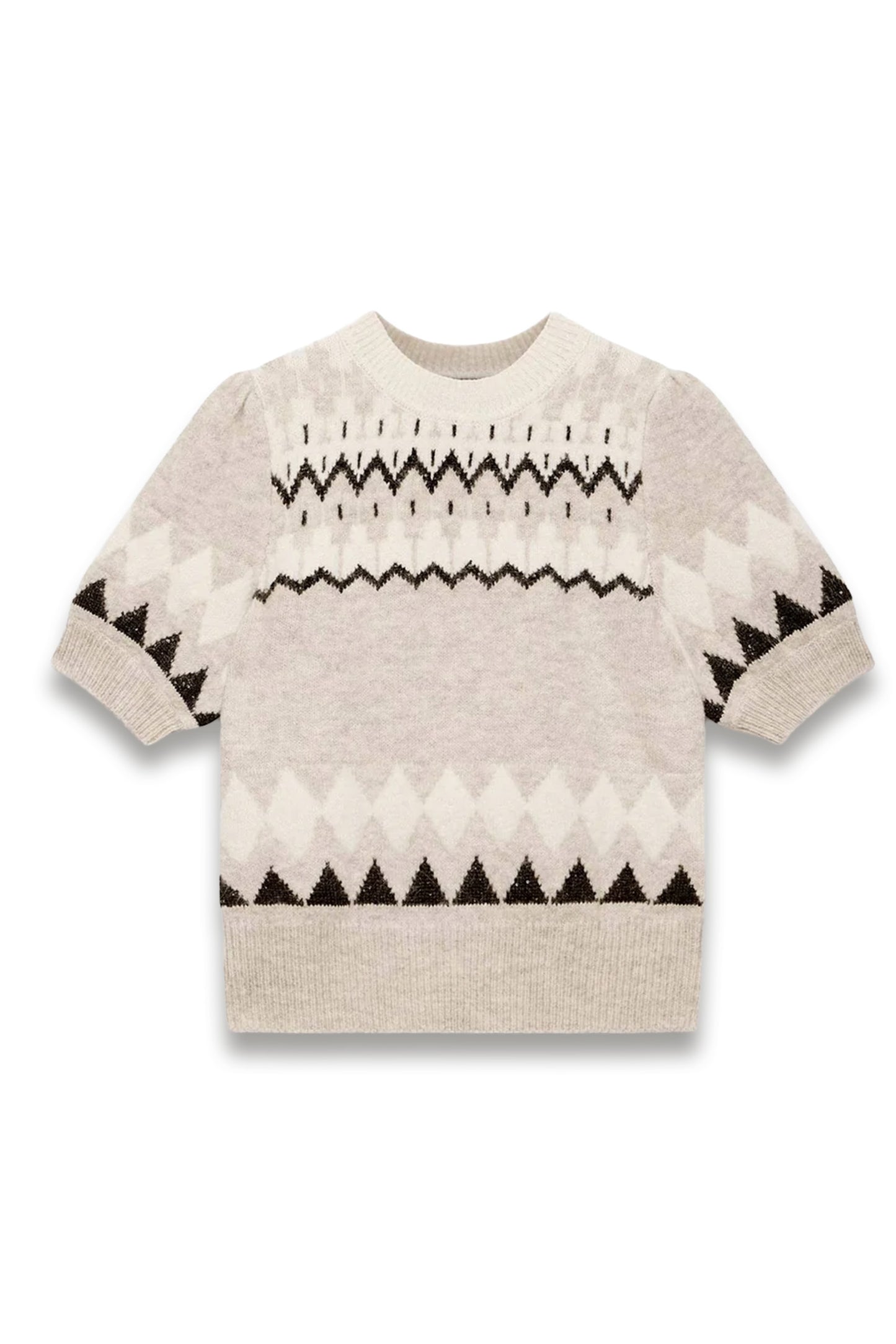 Neutral Fair Isle Knit Top