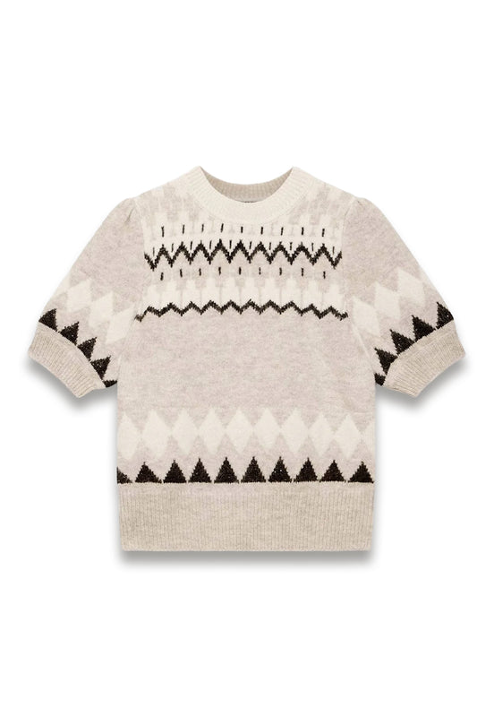 Neutral Fair Isle Knit Top