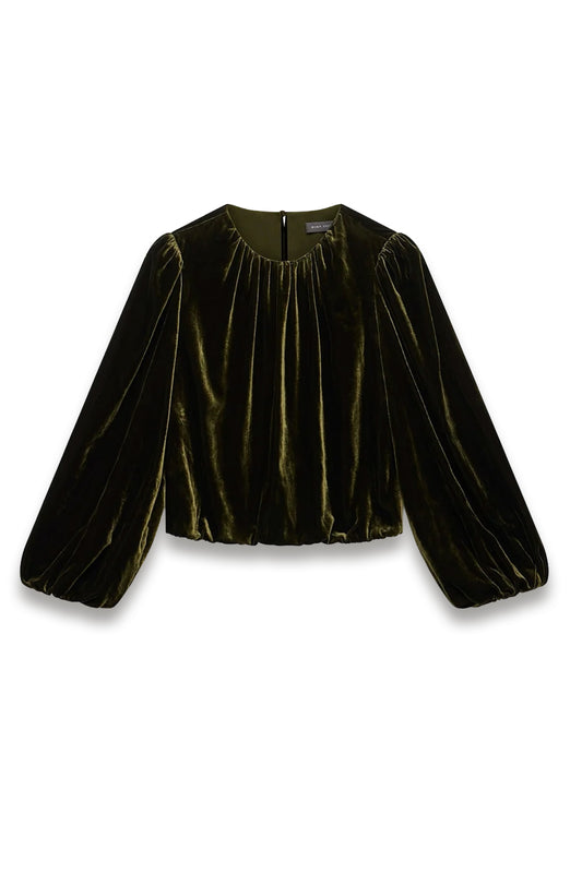 Khaki Velvet Long Sleeve Top