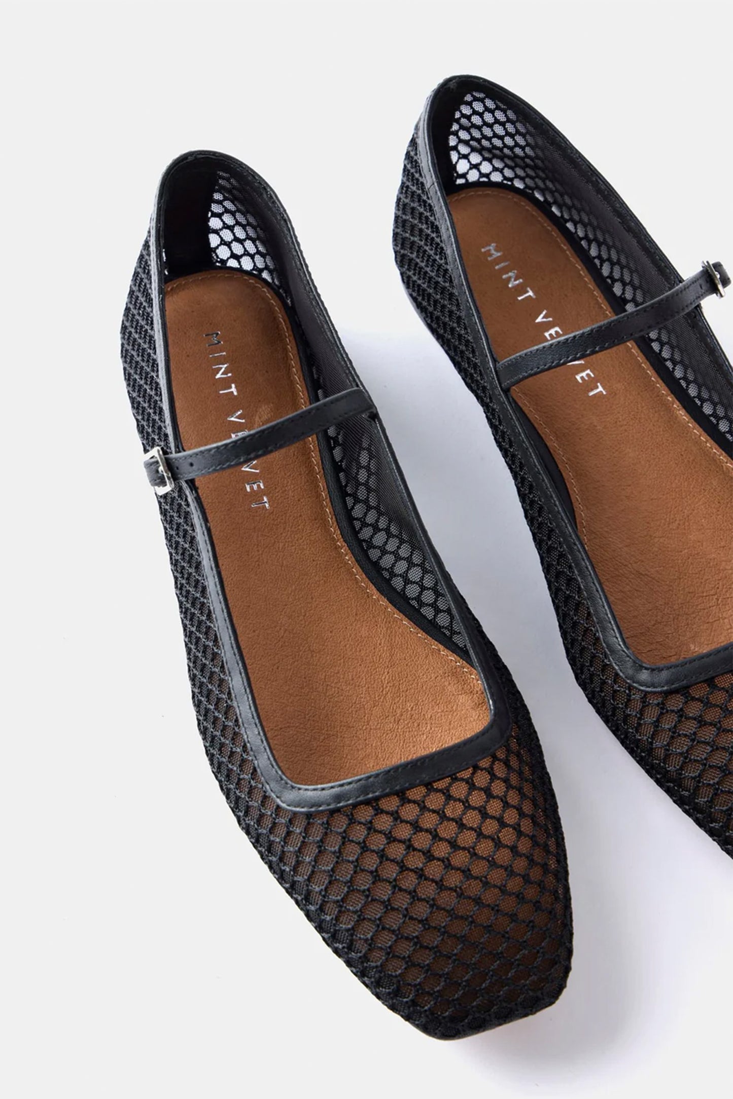 MJ Black Mesh Ballet Pumps