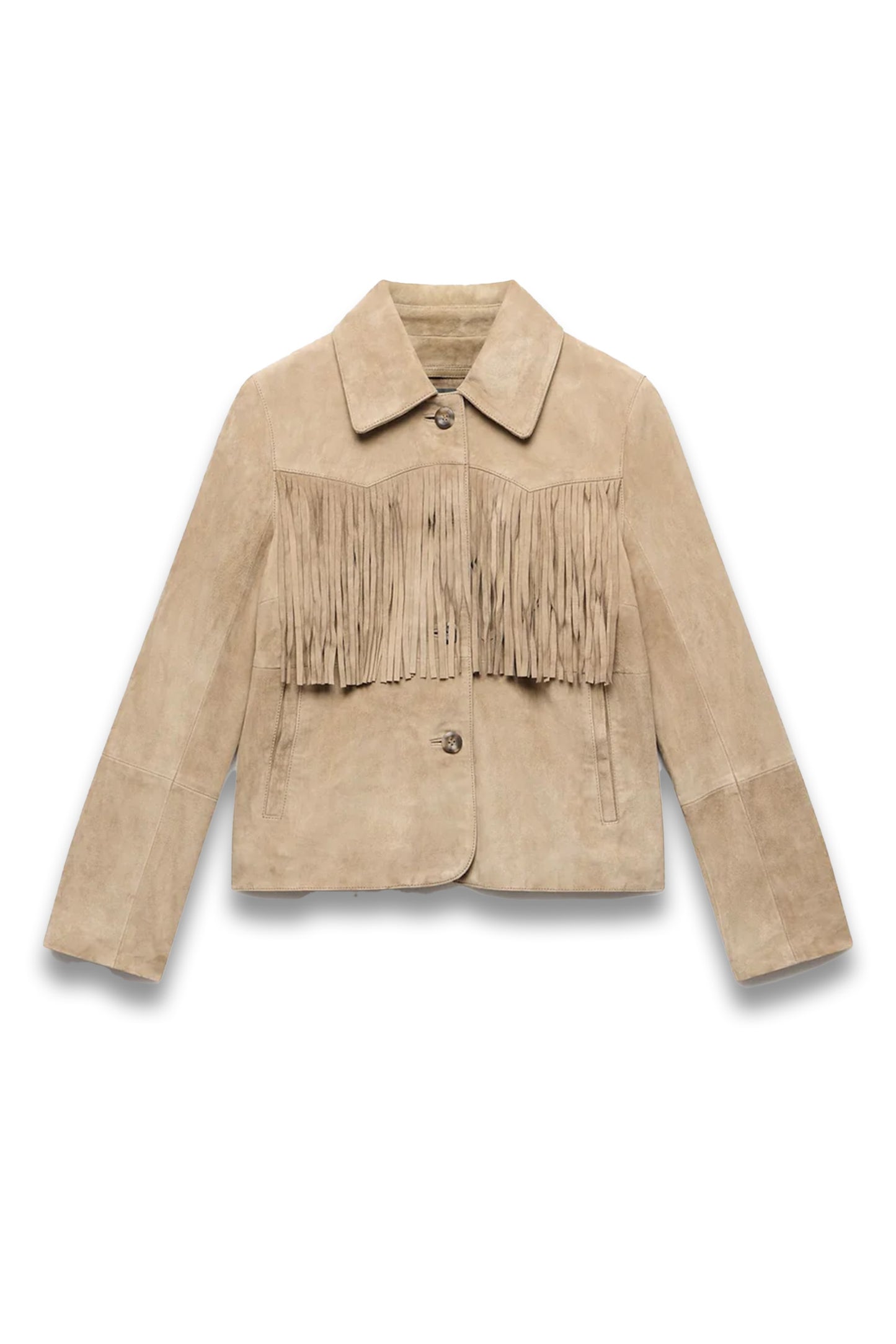 Neutral Suede Fringed Jacket