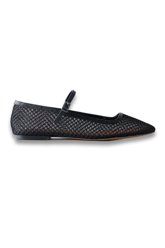 MJ Black Mesh Ballet Pumps