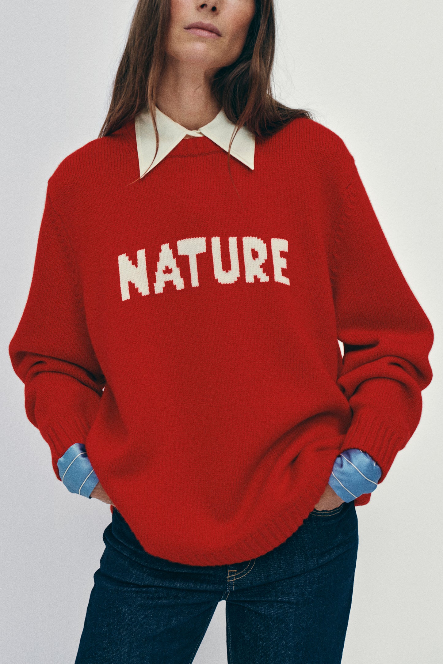Merino Wool Nature Oversized Jumper With Cashmere Poppy