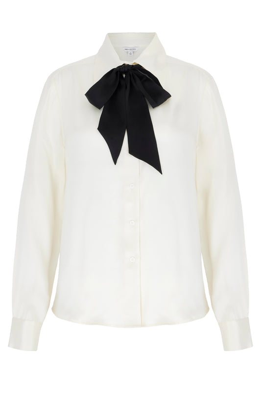 Pure Silk Collared Shirt With Tie