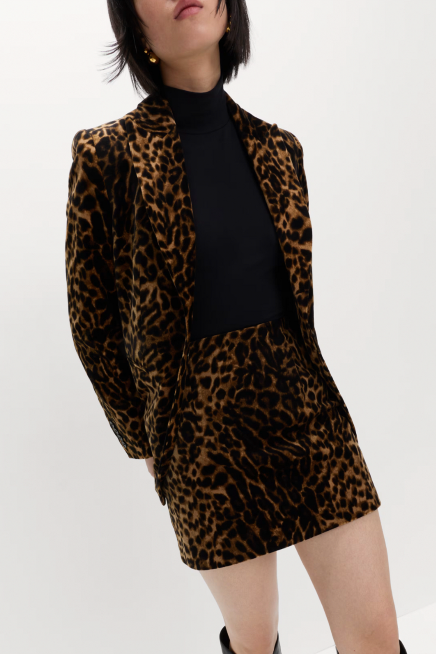 Cotton Rich Velvet Animal Print Mini Skirt
