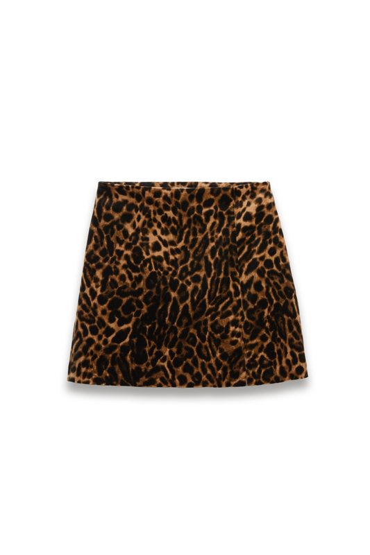Cotton Rich Velvet Animal Print Mini Skirt