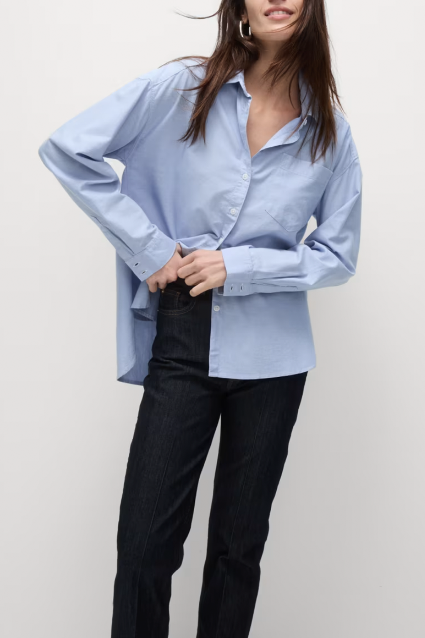 Pure Cotton Collared Oversized Shirt