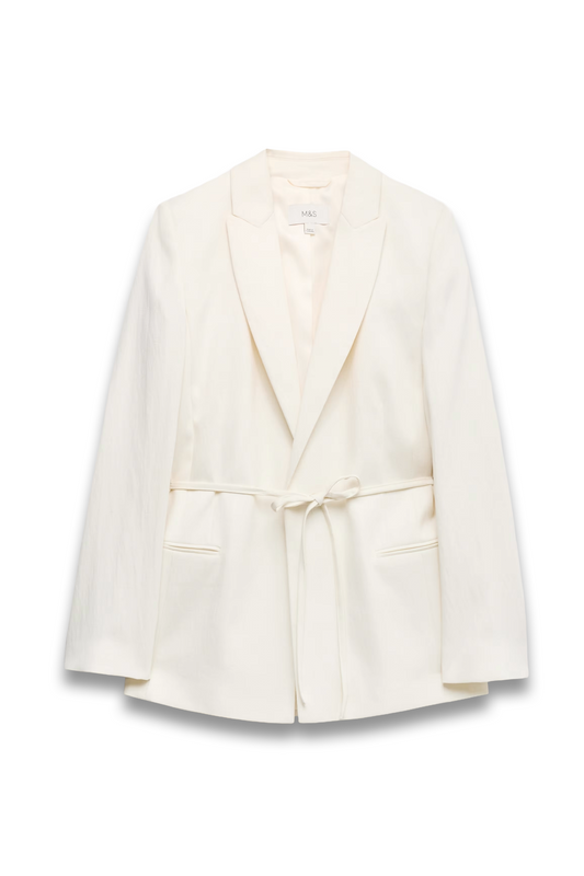 Tie Belted Blazer with Linen