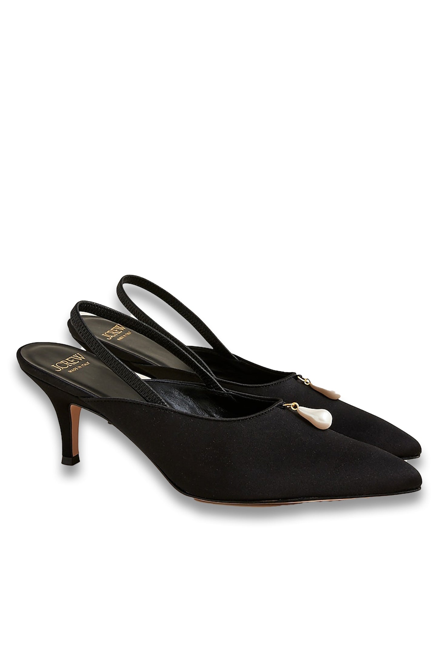 Colette satin slingback heels with pearls