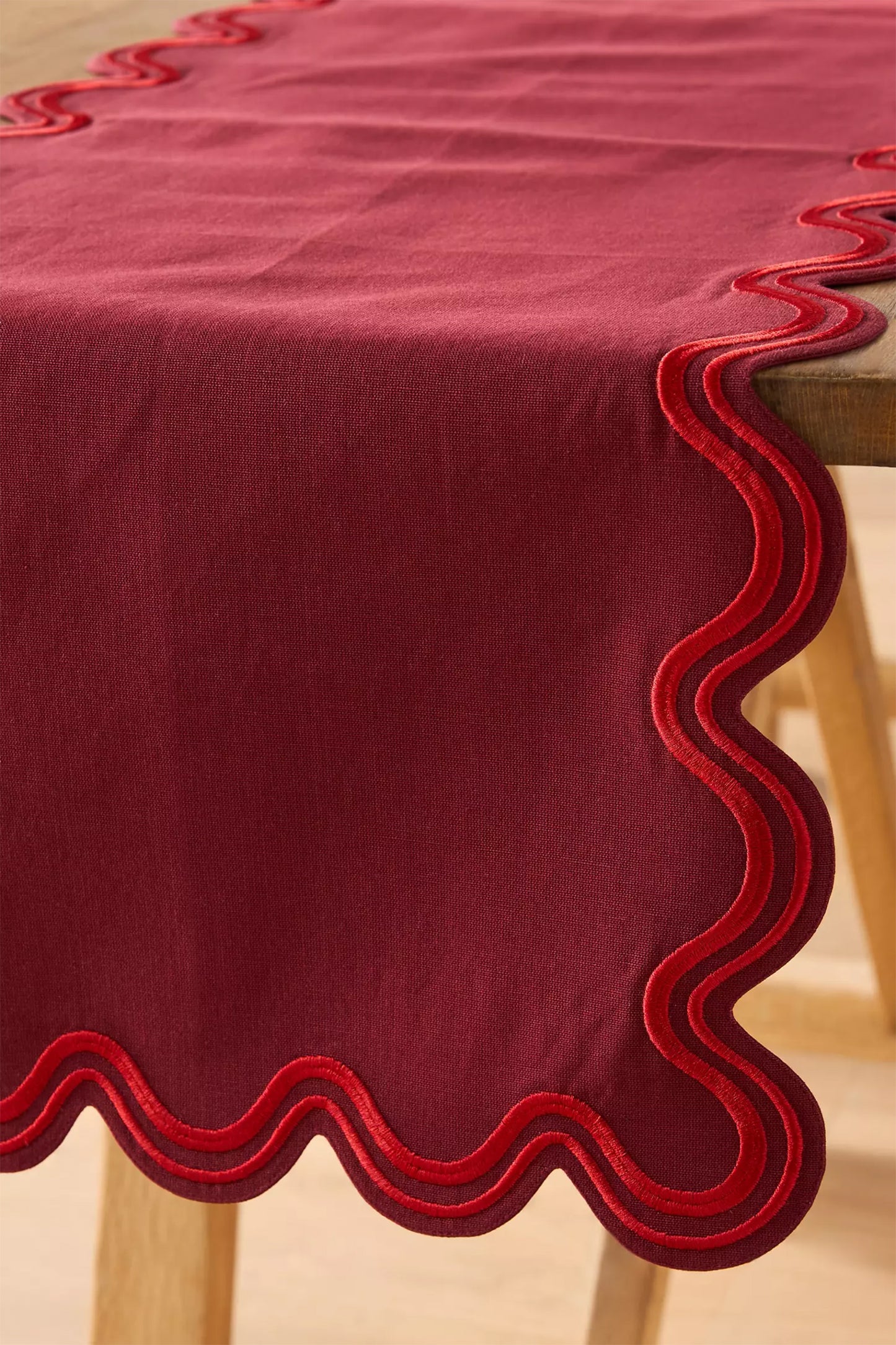 Madeline Embroidered Cotton Table Runner