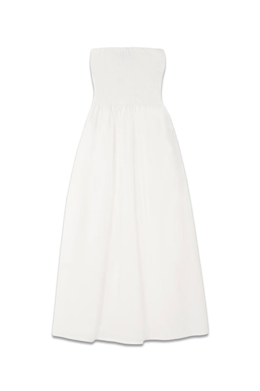 Madella Strapless Smocked Organic Cotton-Poplin Midi Dress