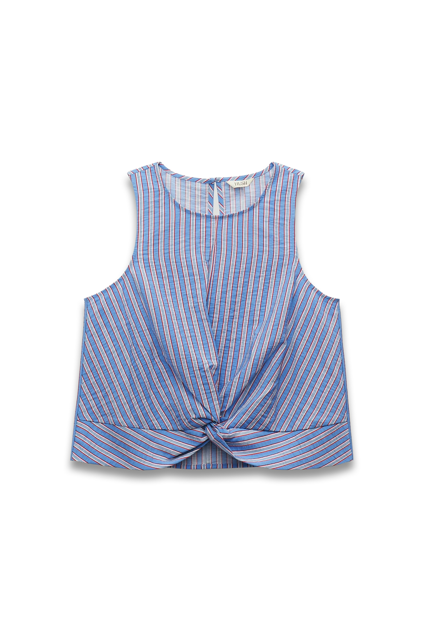 Maggie Stripe Twist Front Top in Blue Stripe