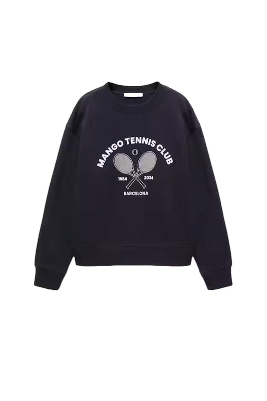 Tennis Club Printed Message Sweatshirt
