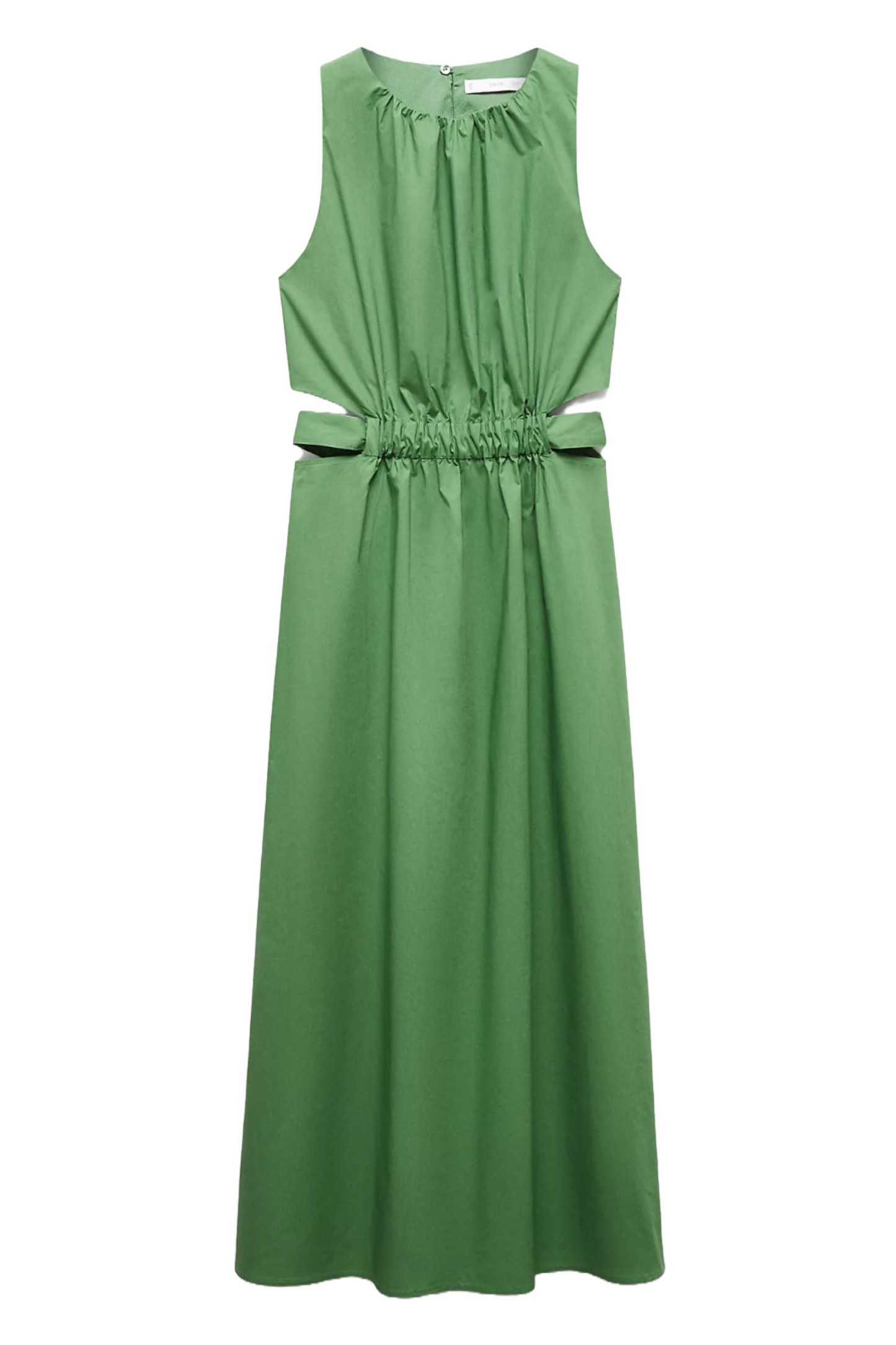 Green Irena Cotton Slit Elastic Waist Dress