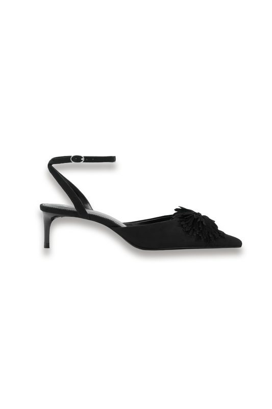 Kitten-Heel Pom-Pom Shoes