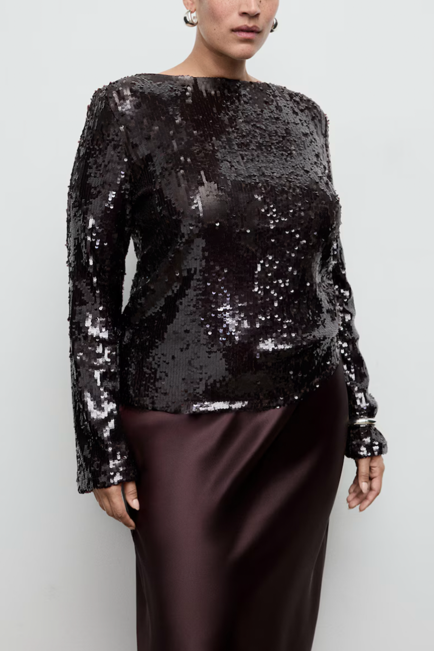Bell-Sleeved Top With Sequins