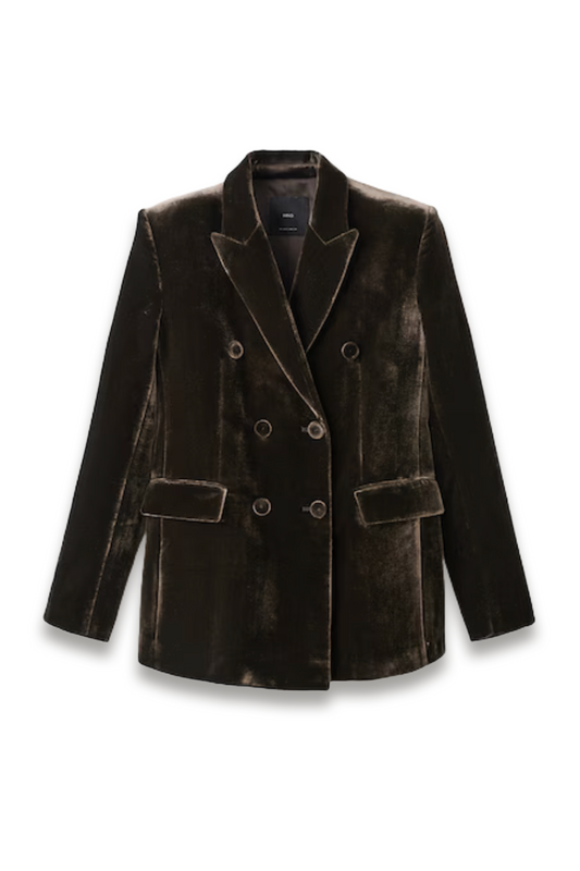 Double-Breasted Velvet Suit Jacket