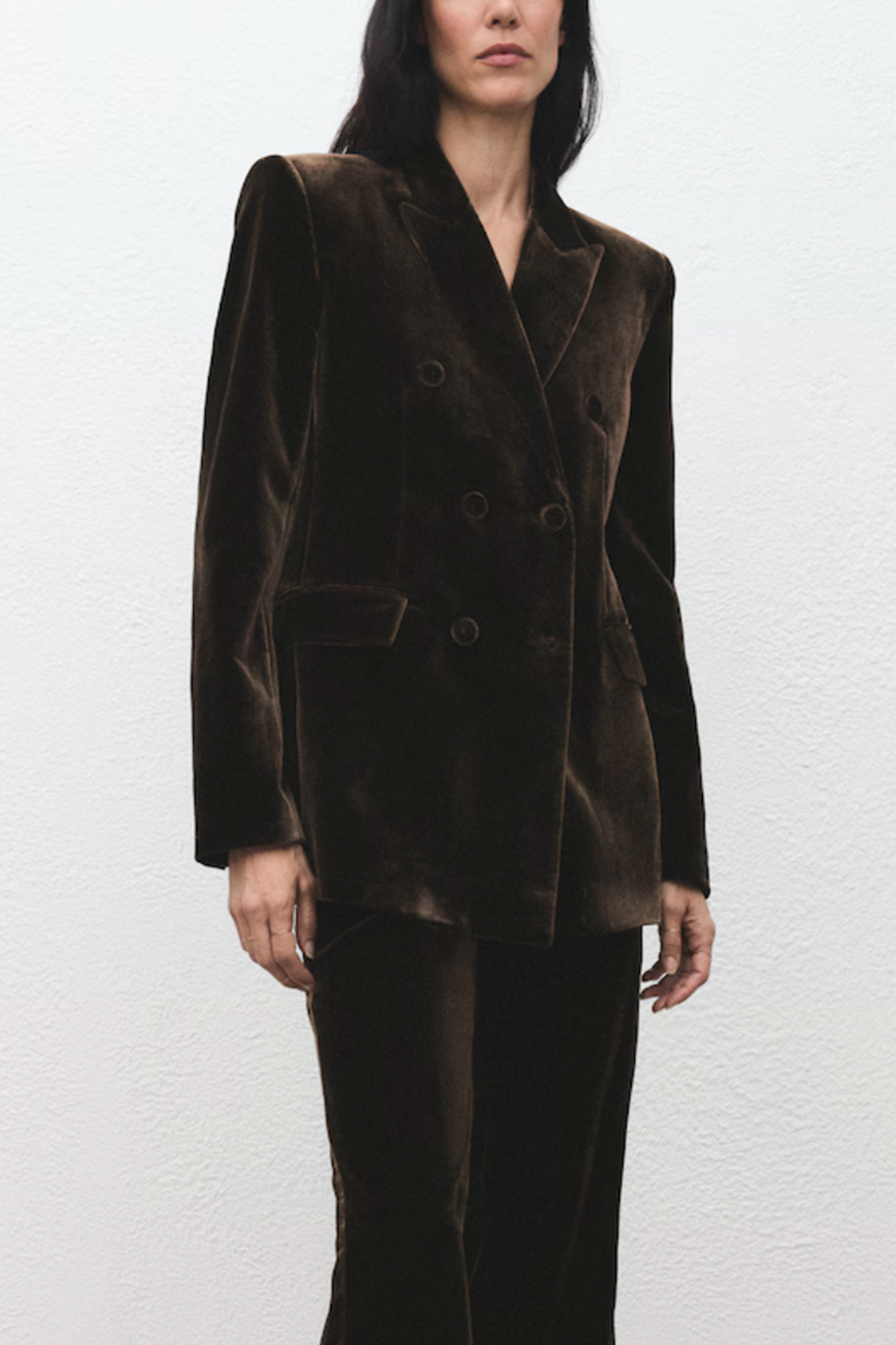 Double-Breasted Velvet Suit Jacket