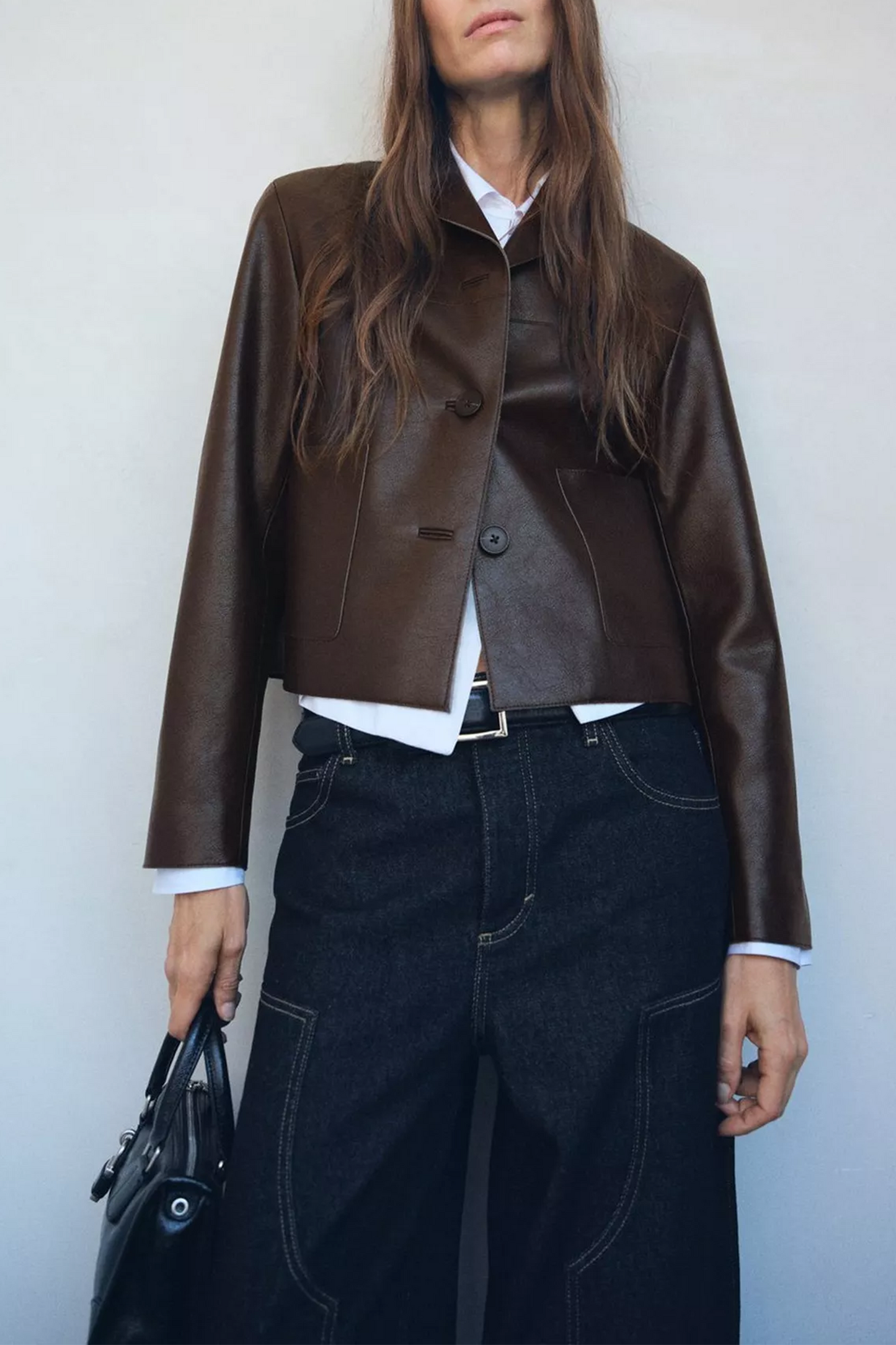 Sabi Faux-leather Jacket in Dark Brown
