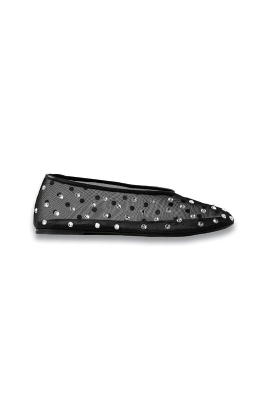 Marcy Crystal-embellished Mesh Ballet Flats