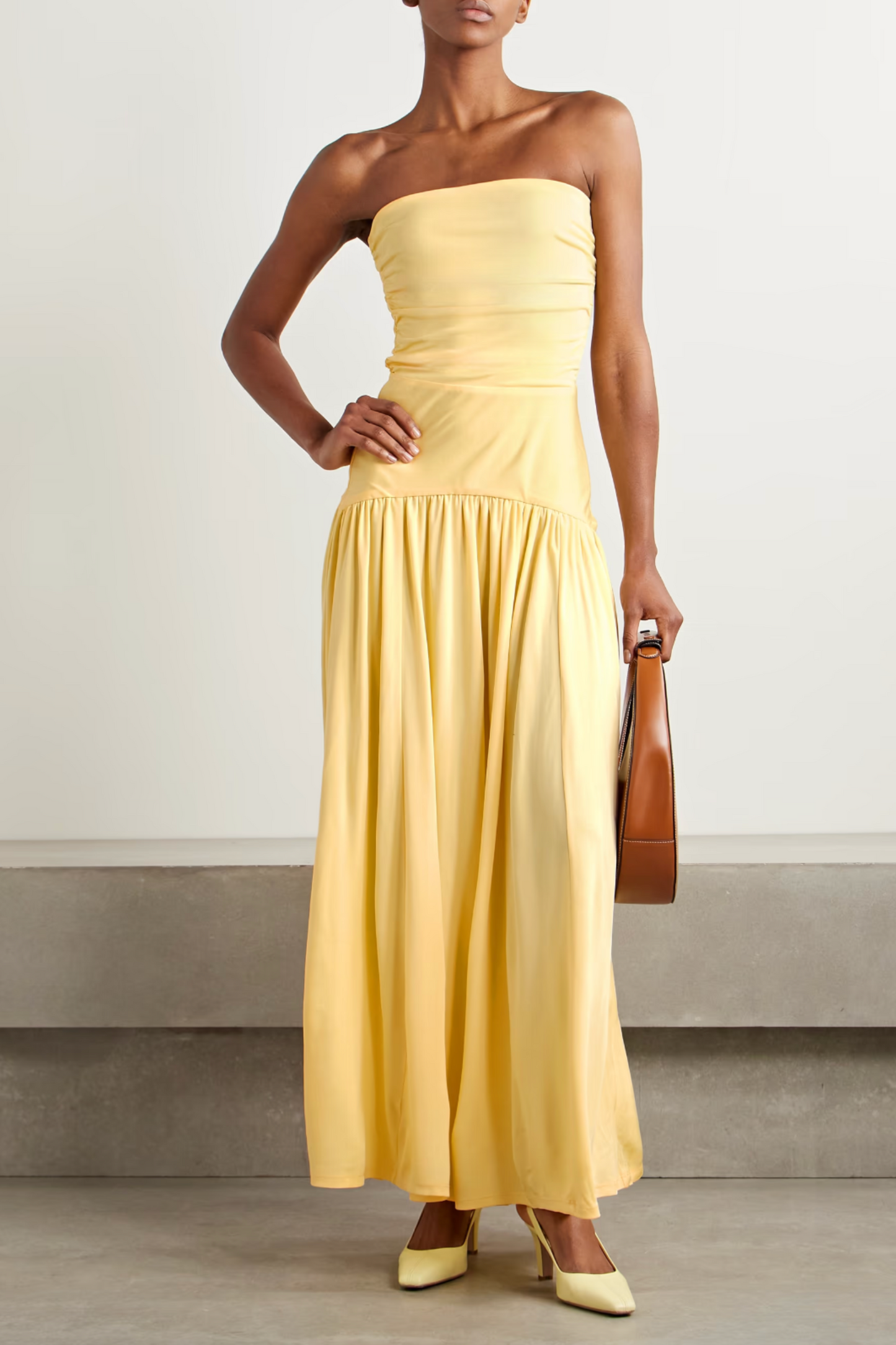 Mariana Strapless Gathered Jersey Maxi Dress