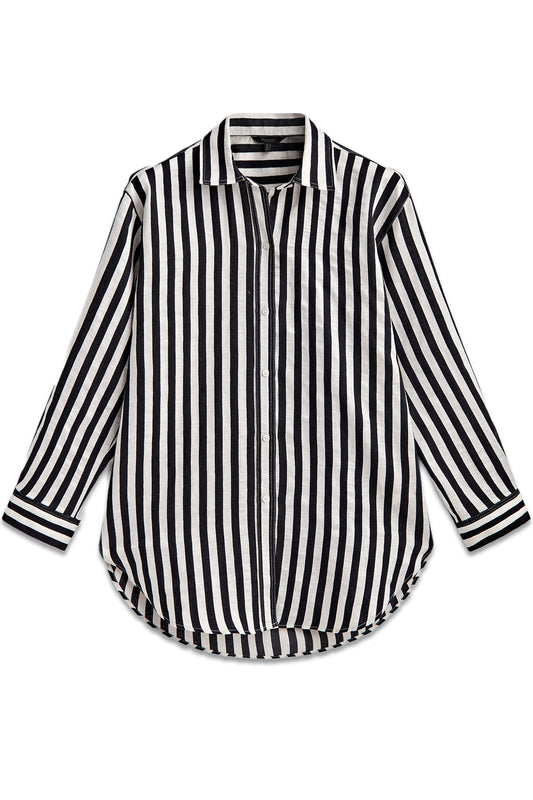 Wide Striped Linen Blend Shirt