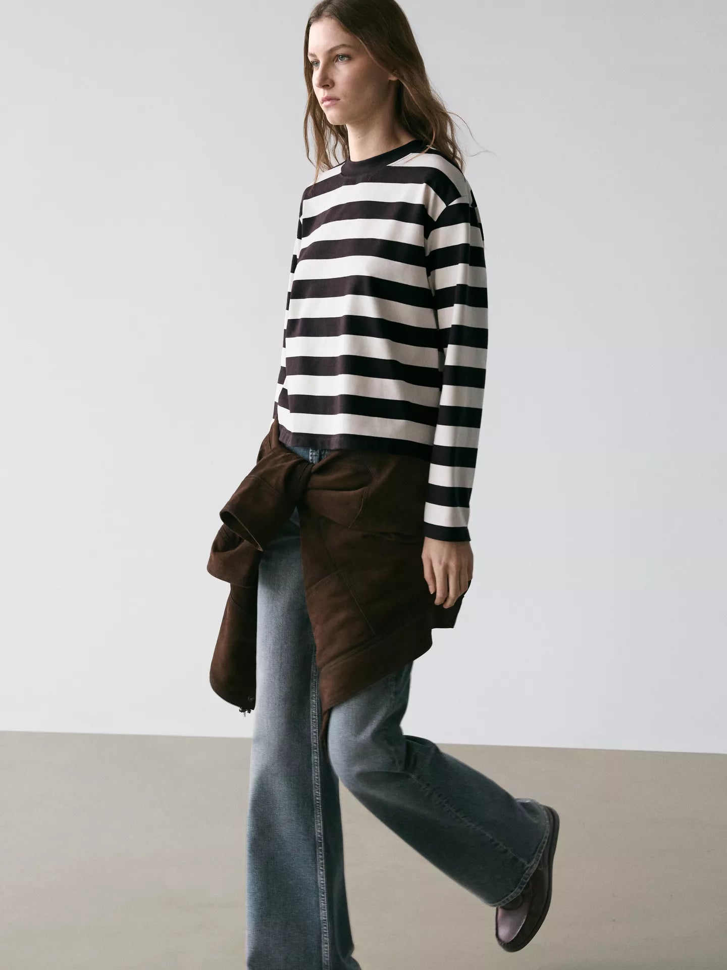 Striped Long Sleeve Cotton T-shirt
