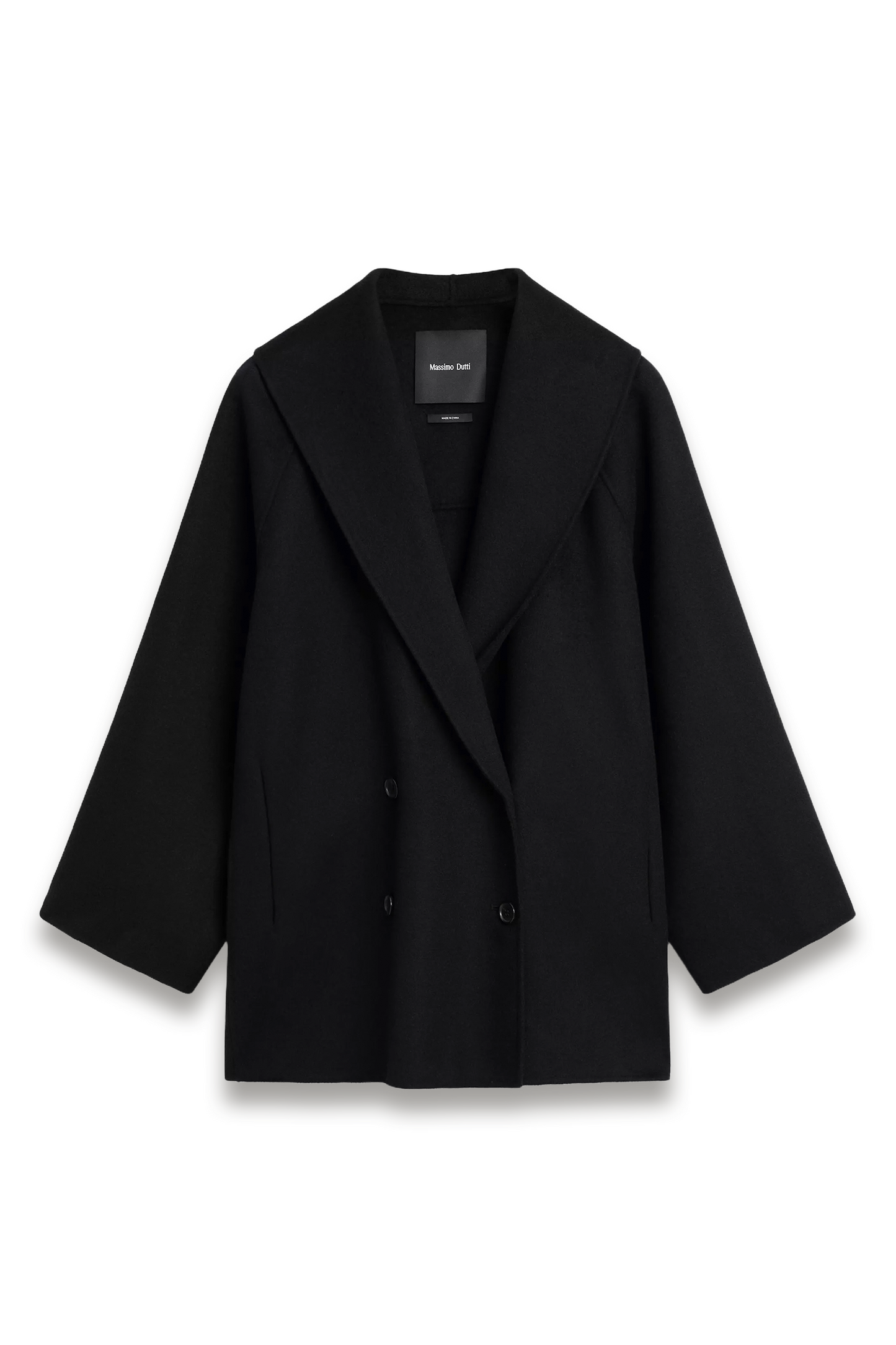 Wool Blend Mid-Length Coat With Lapel Collar