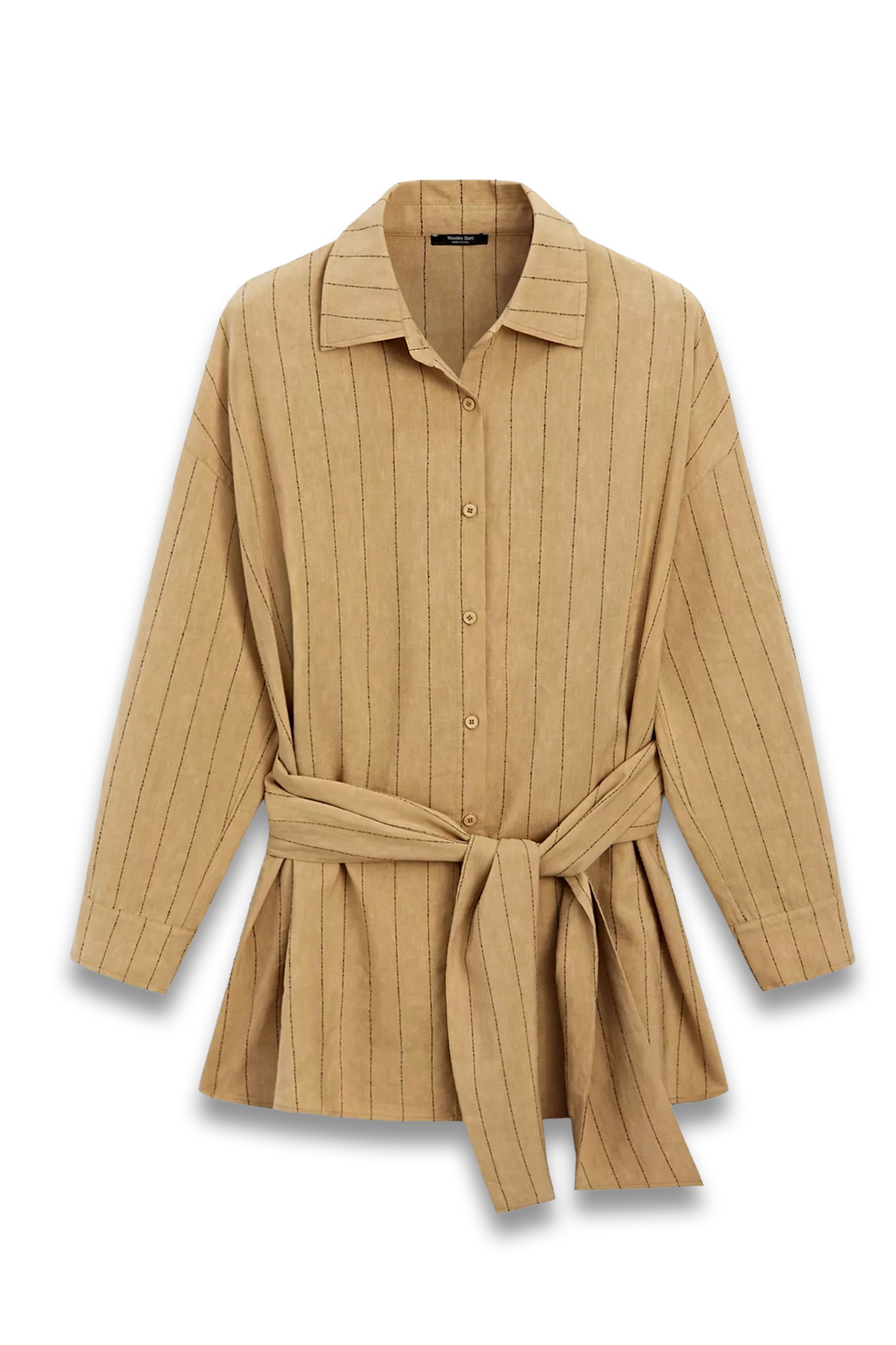 Striped Flowing Shirt with Corset-belt Detail