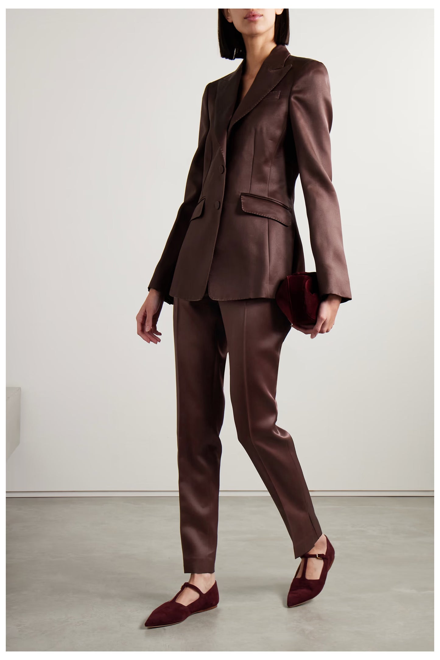 Masto Organic Wool and Silk-blend Satin Tapered Pants