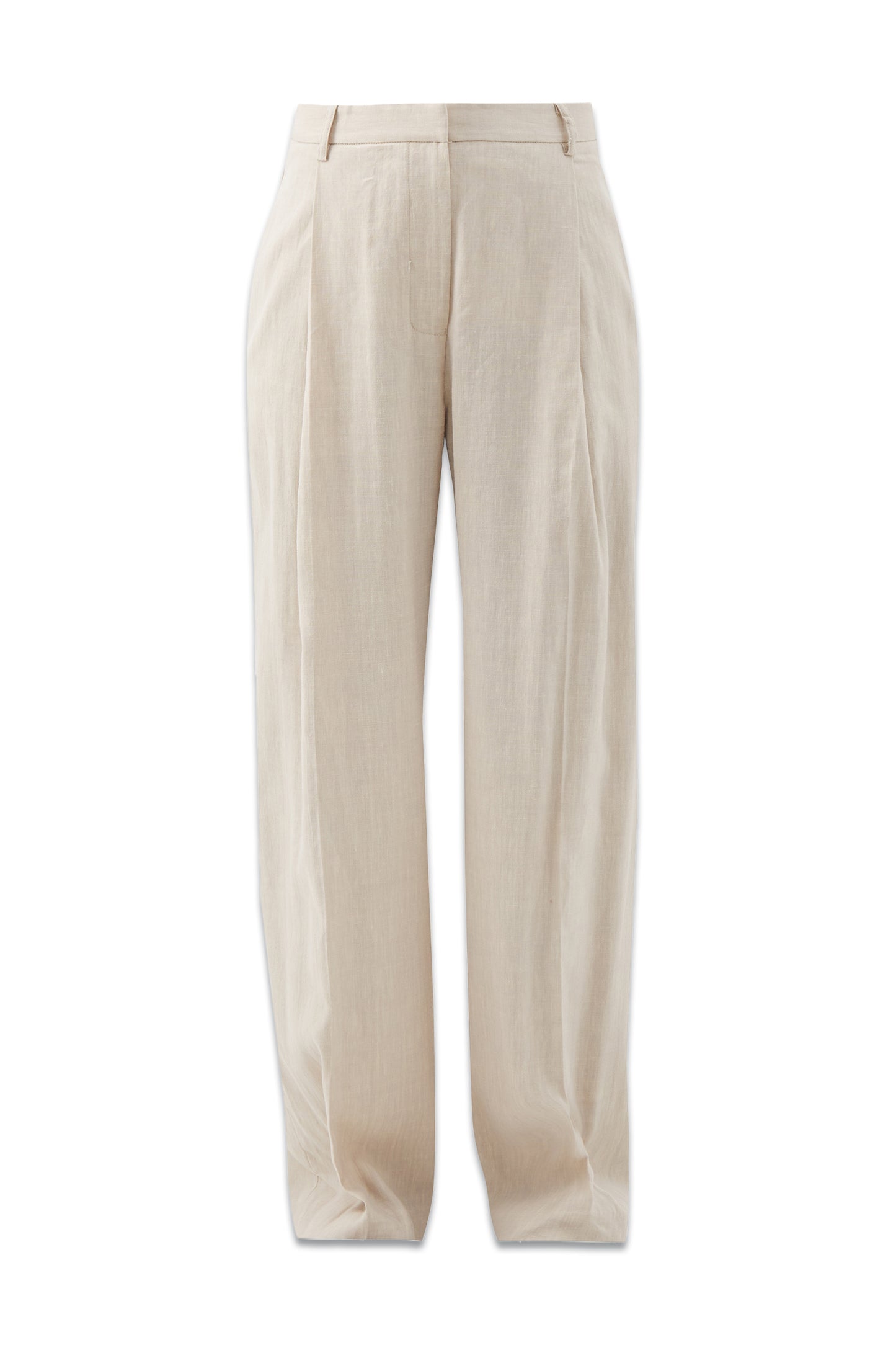 Pleated linen-blend trousers