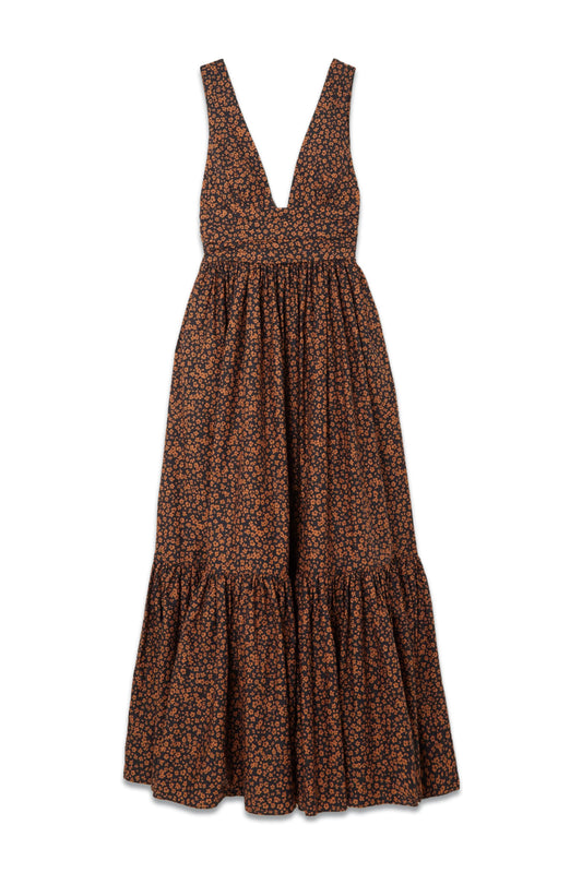 Tiered Floral-Print Cotton-Poplin Maxi Dress