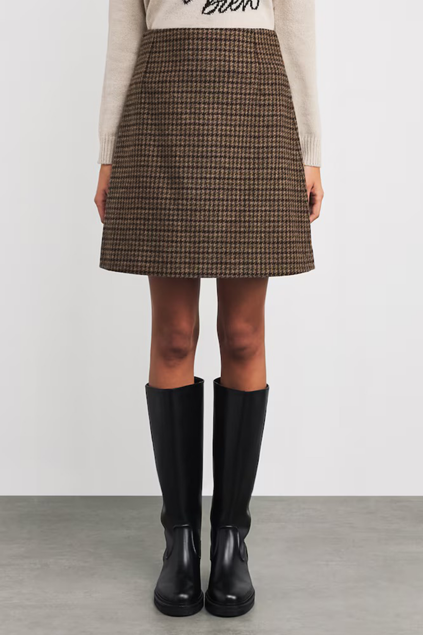 Purple Wool-Blend A-Line Skirt