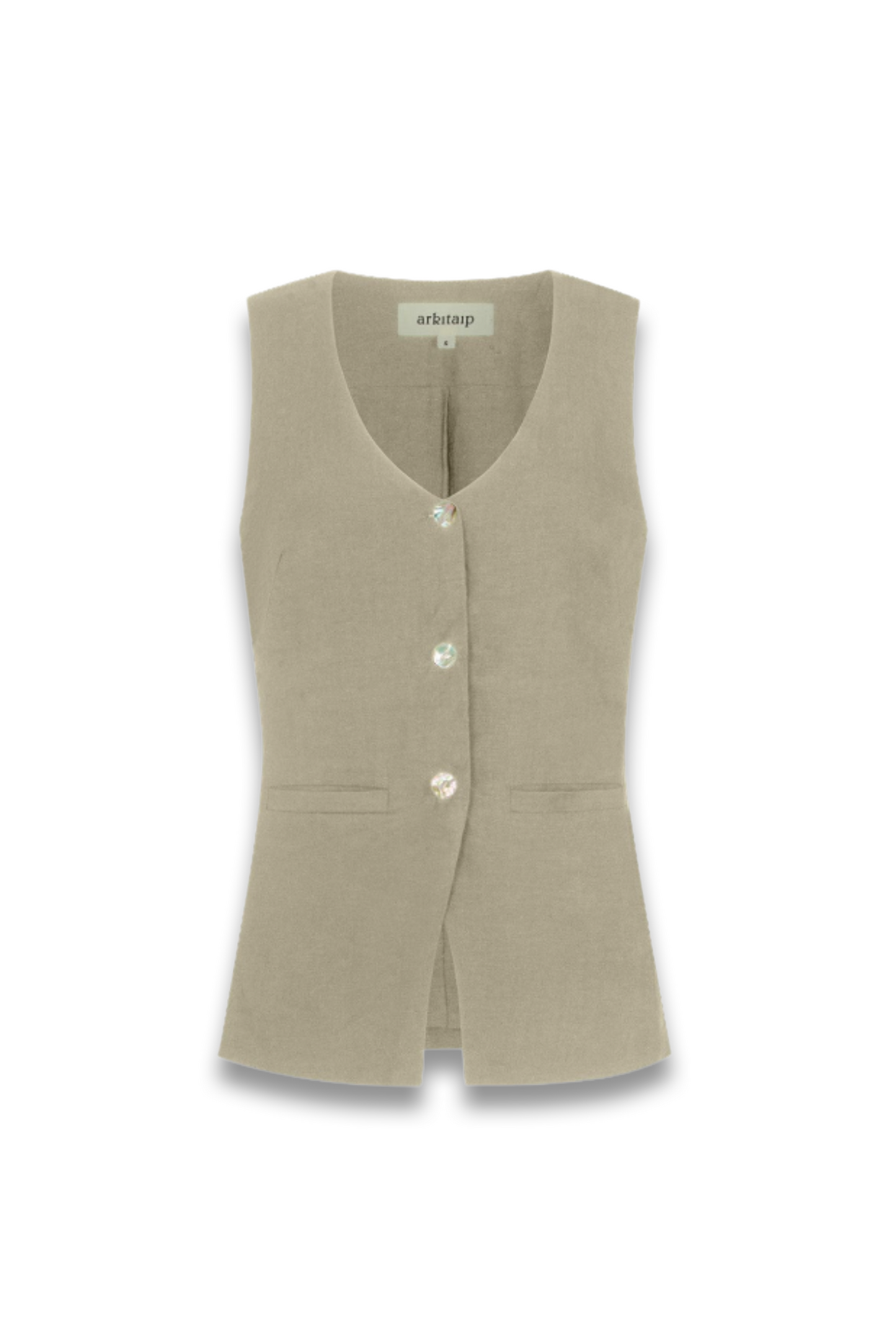 The Rosalie Buttoned Vest in oatmeal