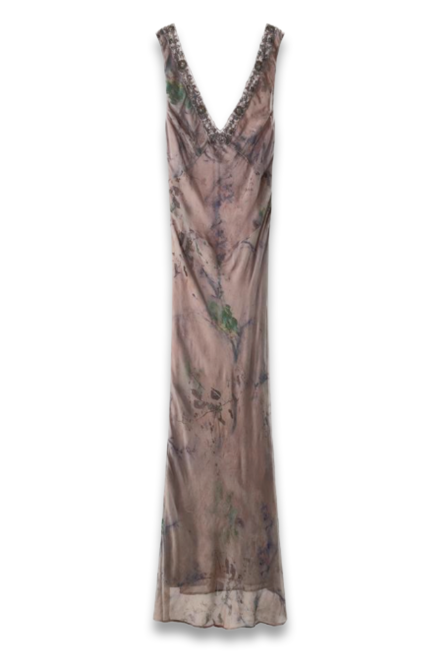 Printed Embroidered Long Dress