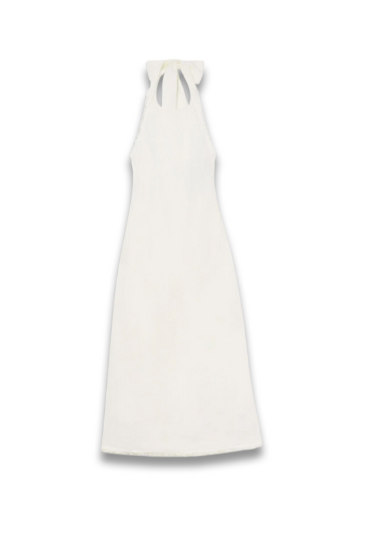 White Linen Halter Neck Dress