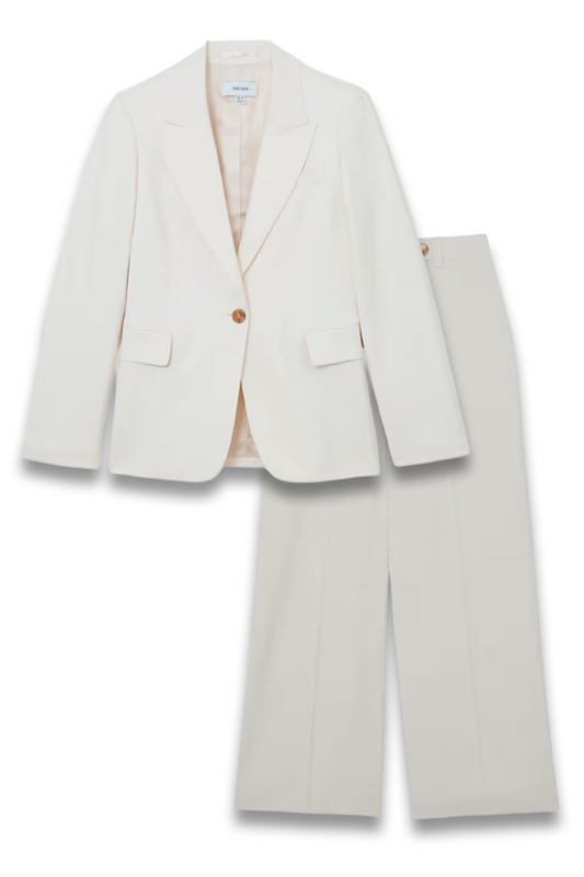 Single-Breasted Tailored Blazer and Wide-Leg Seam-Detail Trousers