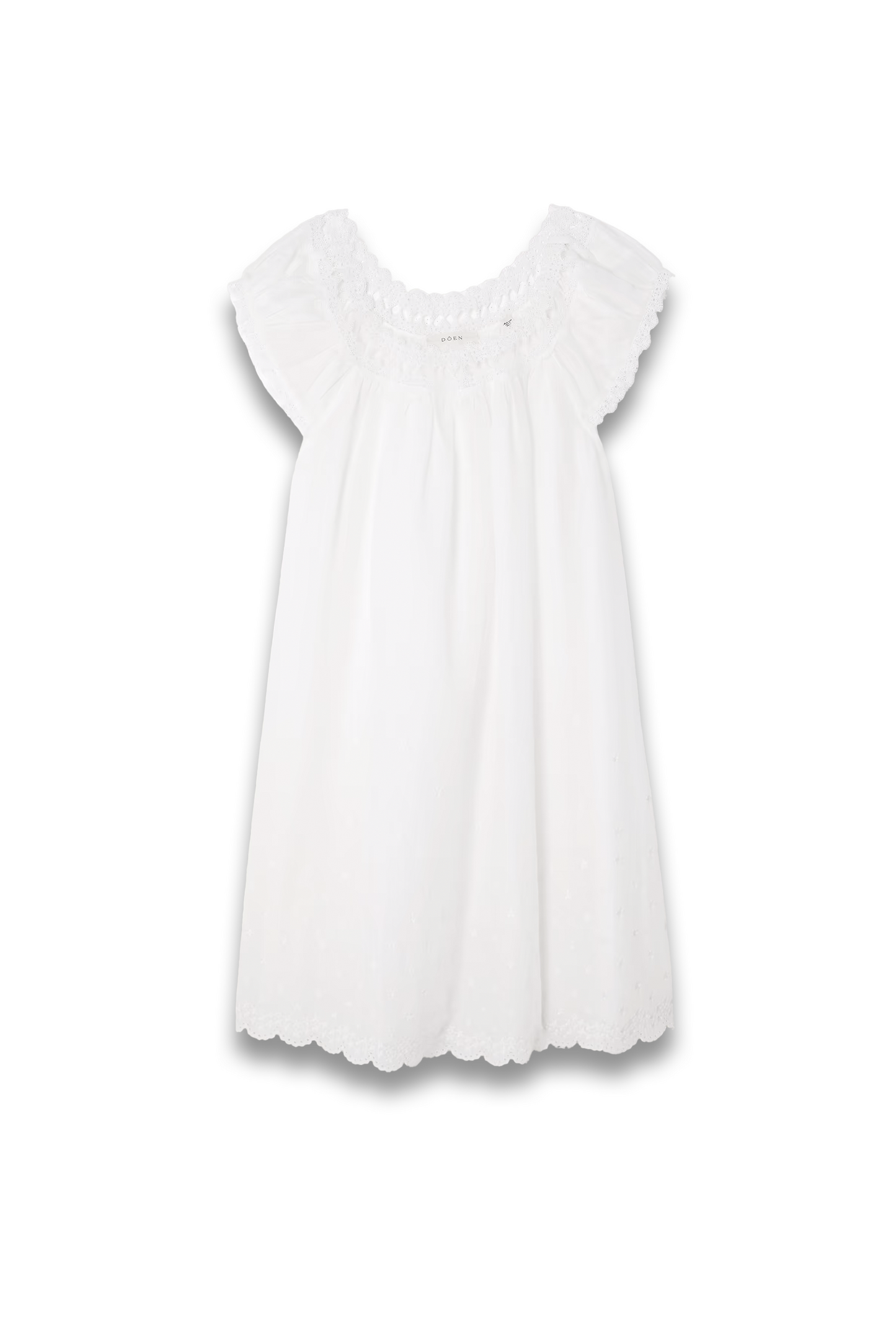 Lelia embroidered lace-trimmed organic cotton-voile nightdress