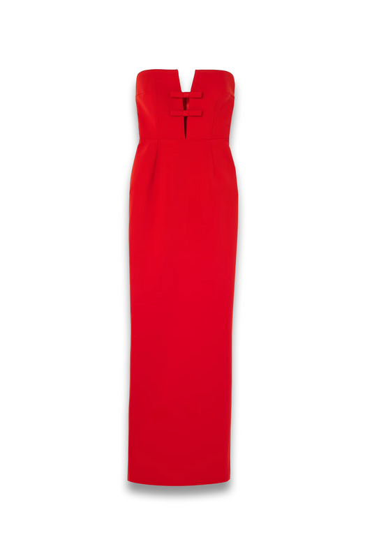 Noa Strapless Bow-embellished Crepe Gown