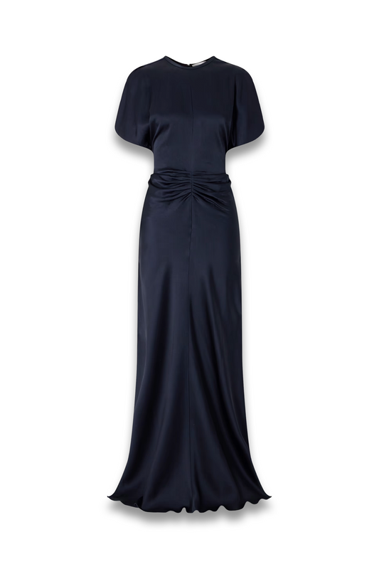 Ruched Satin Maxi Dress