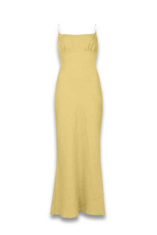 The Nicola Maxi Slip Dress In Yellow