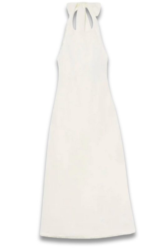 White Linen Halter Neck Dress
