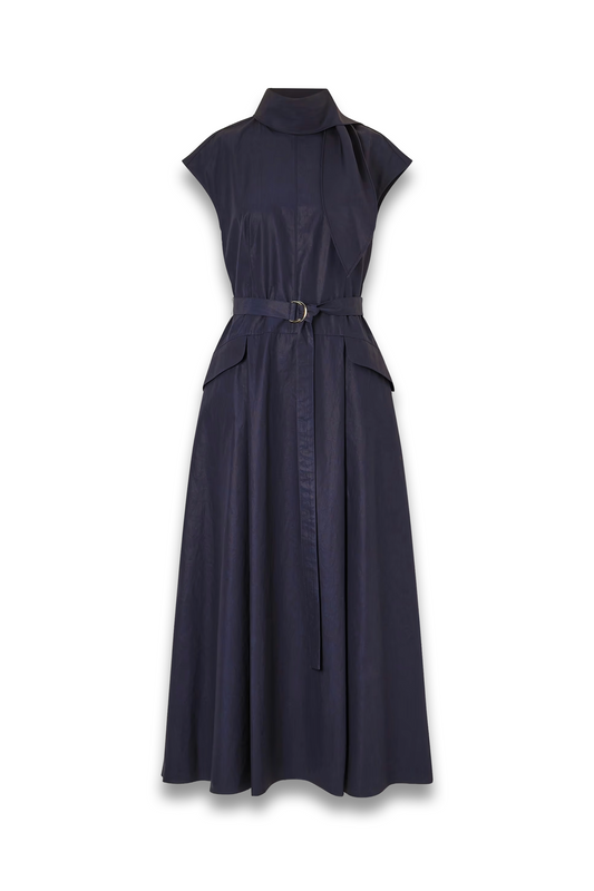 Akane Belted Tie-detailed Cotton-poplin Maxi Dress