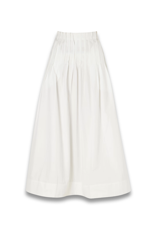 Pleated Cotton-Poplin Maxi Skirt